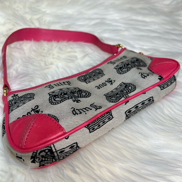 Vintage Juicy Couture Shoulder Bag Pink Leather and Canvas 2004-2006 P&G - Picture 3 of 15